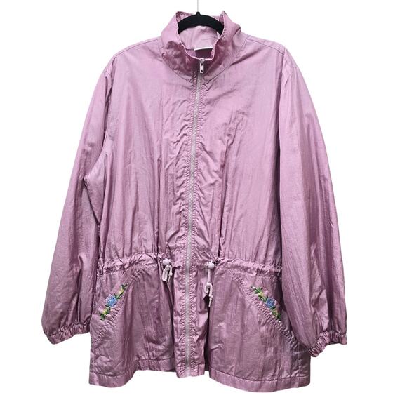 VTG Blair Windbreaker Jacket Womens Lilac Embroidered Coquette Boho Cottagecore - Picture 1 of 6